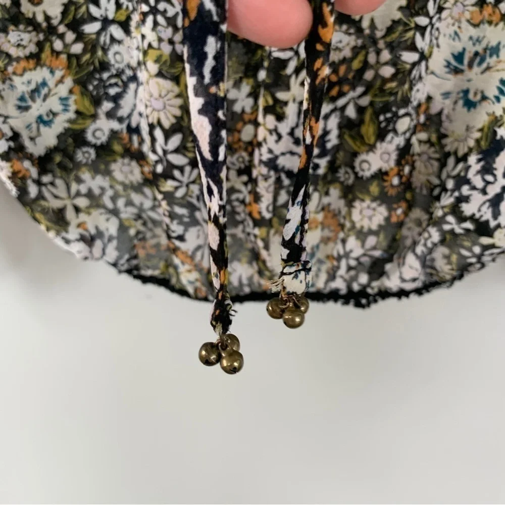 Intimately Free People‎ Floral Long Sleeve Ruffle Top Size XS